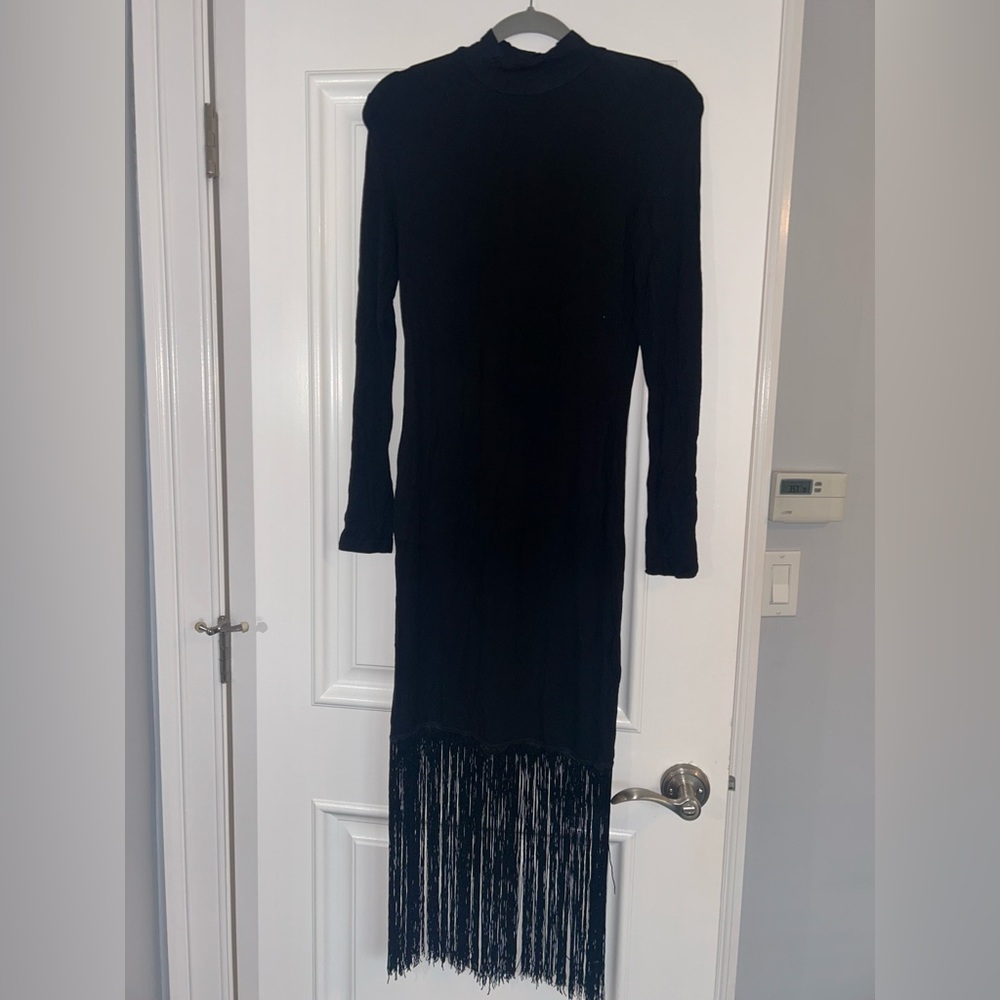 Fringe black long sleeve dress - never worn ***